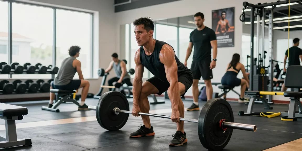 Ein Mann, der im Fitnessstudio trainiert und den Fokus des Anabolika Shop Deutschland auf hochwertige Steroide für Muskelwachstum und Leistung zeigt.