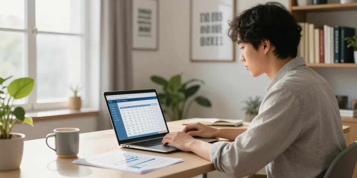 Calculadora hipoteca in an inviting home office environment with warm light and financial documents.