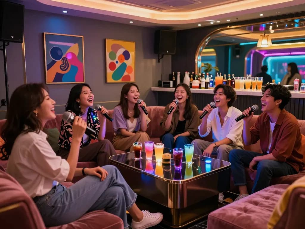 친구들과 함께 즐기는 생동감 넘치는 분위기의 강남달토 럭셔리 노래방 경험