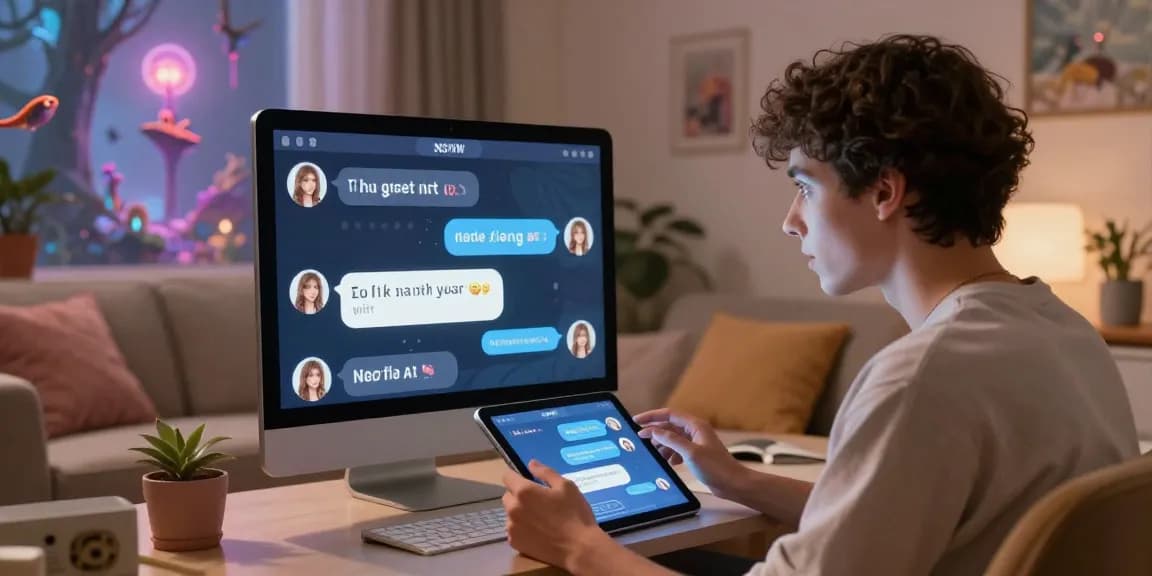 Engaging with a nsfw chat ai in a cozy virtual environment, highlighting interactive conversation.