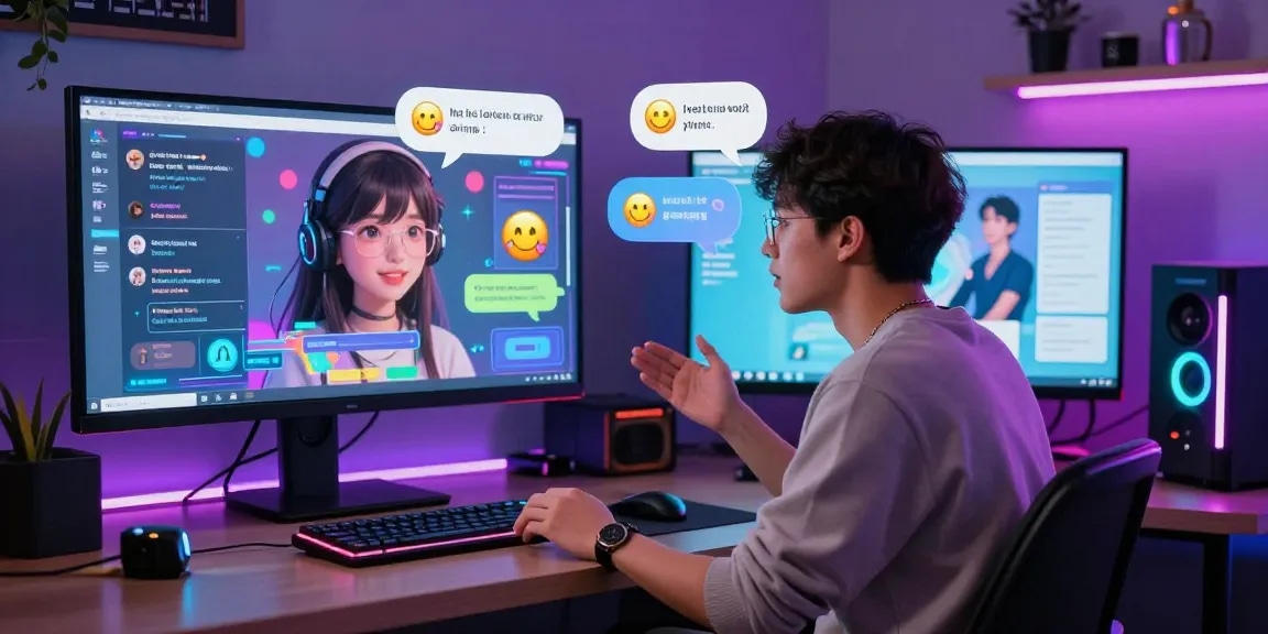 Engaging AI ecchi chat interaction showcasing user and character in vibrant digital space.