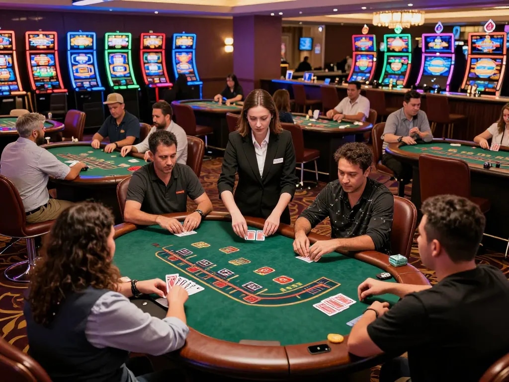 Người chơi tận hưởng trò chơi blackjack sôi động tại casino LUCK8 với bầu không khí sôi nổi
