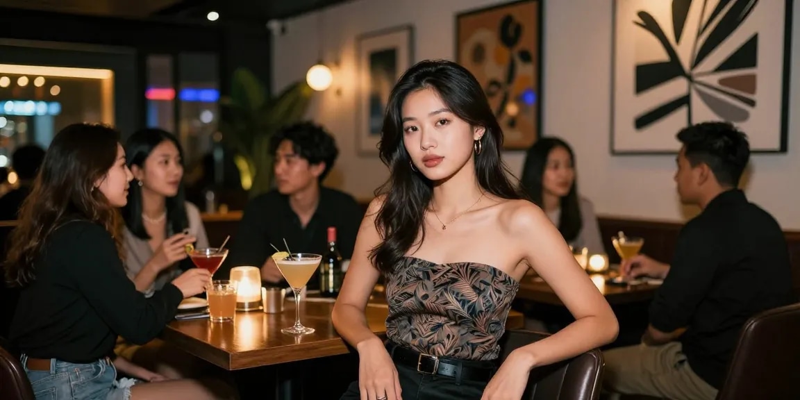 Gái gọi tận hưởng không gian sống động của quán bar với bạn bè.
