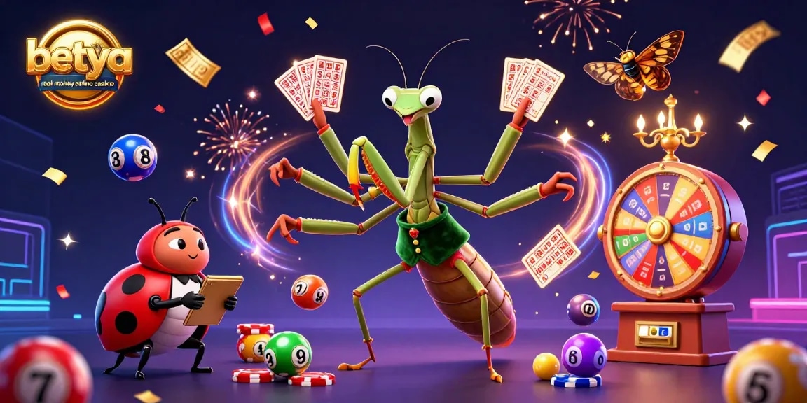 Engage with betya.com real money online casino in a vibrant 3D casino scene filled with excitement.