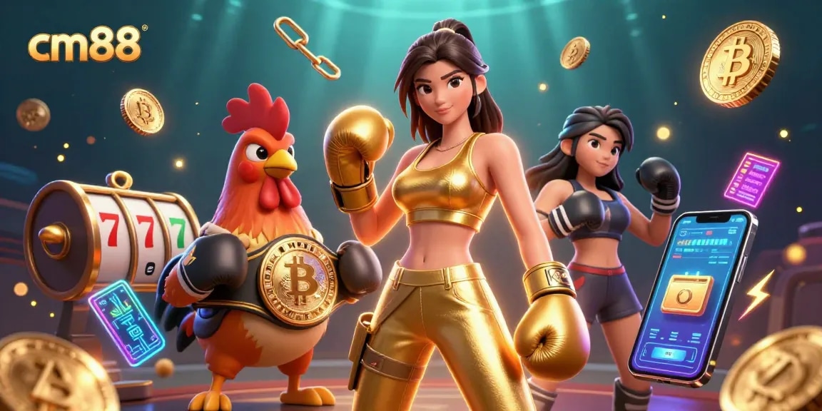 Experience cm88's dynamic casino world with vibrant characters and rich crypto gaming elements.