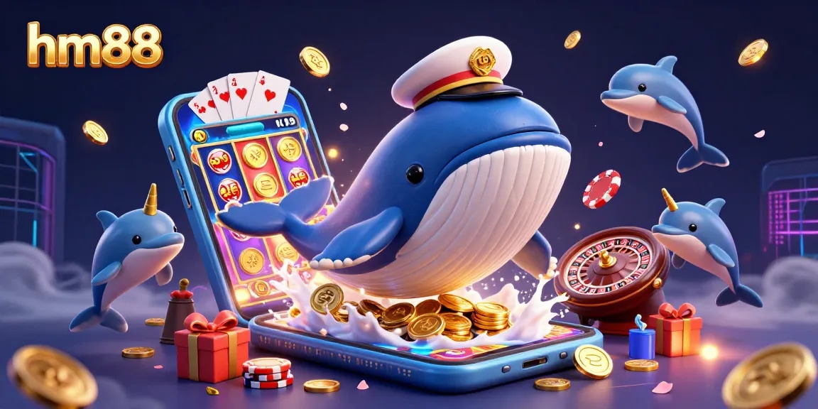 Experience exciting wins at hm88 with vibrant casino characters in a dynamic gaming illustration.