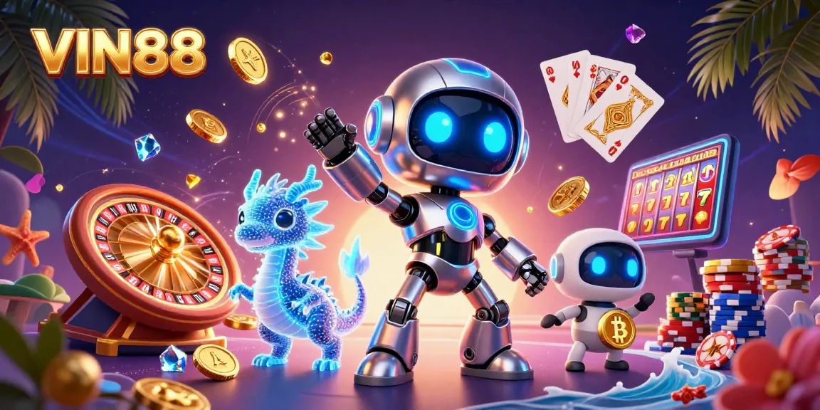 Win big with VIN88's thrilling casino experiences featuring vibrant game elements and characters.