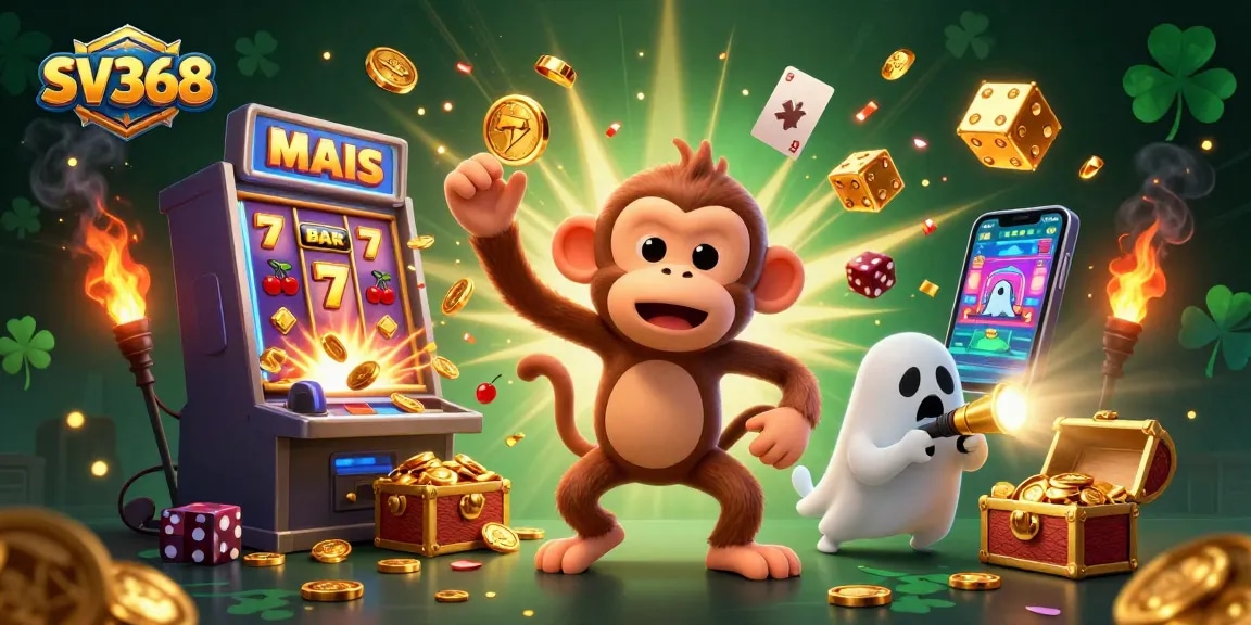 Experience thrilling wins with SV368 in a vibrant haunted casino scene filled with exciting gaming elements.