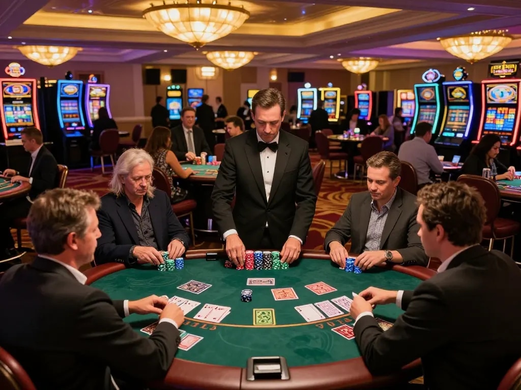 Players engaging at a blackjack table in SC88 casino, showcasing high stakes gaming.