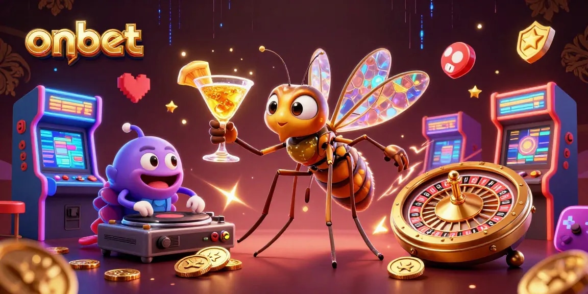 Experience the excitement of onbet with a dynamic casino-themed 3D illustration featuring engaging characters.