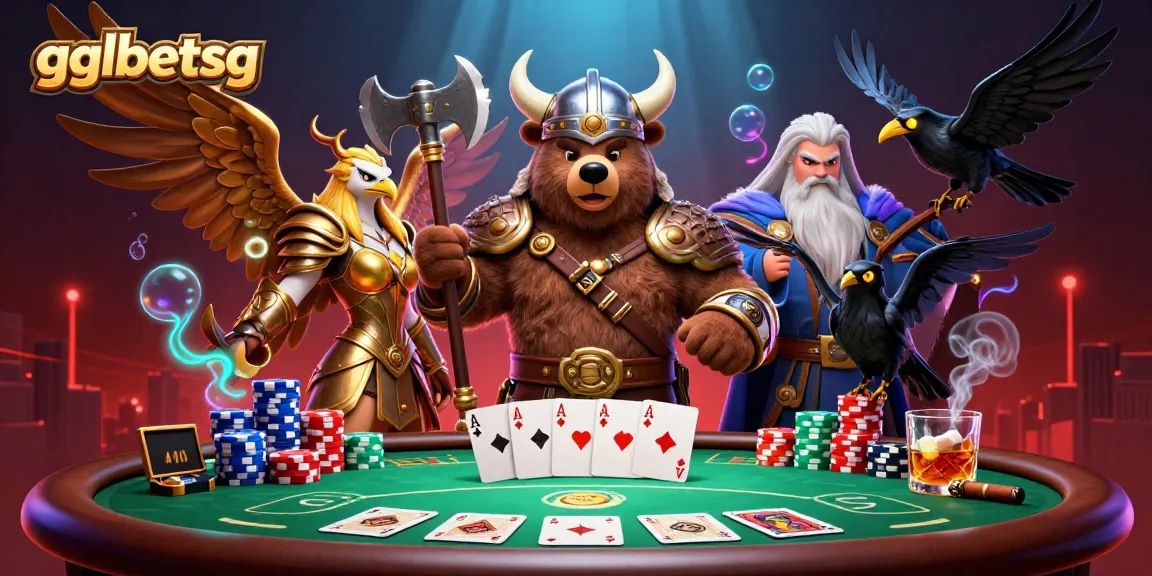 gglbetsg showcases intense esports action with Viking characters and vibrant casino elements.