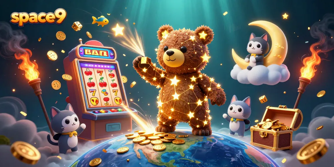space9 offers exciting casino games with a 3D constellation bear and jackpot graphics.