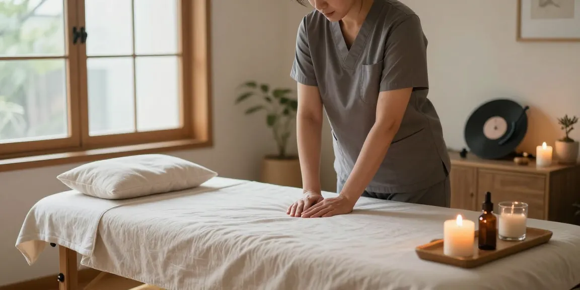 Relaxing 서울출장마사지 session in a cozy home with professional therapist and soothing ambiance.