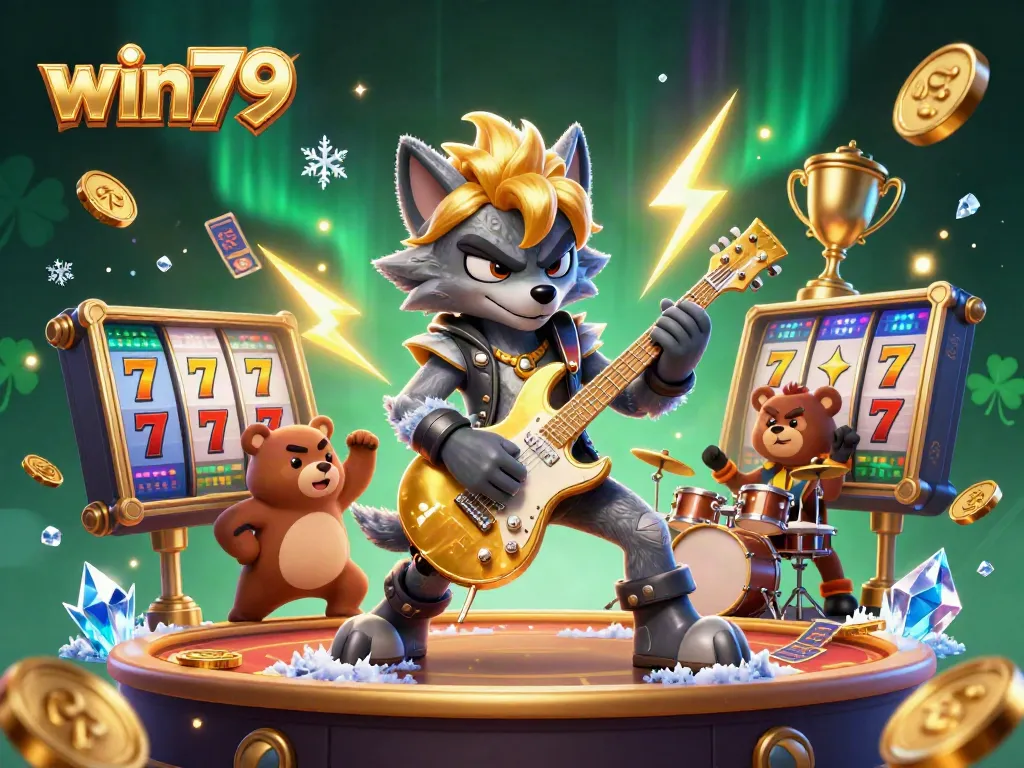 Experience the excitement of win79 with dynamic cartoon characters performing on a vibrant casino stage packed with action.