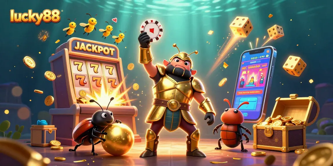Win big with lucky88 in this dazzling 3D casino illustration featuring vibrant characters and dynamic elements.