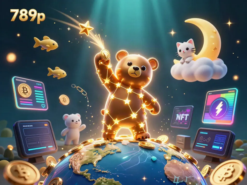 Scoop coins with 789p in a vibrant 3D casino scene featuring glowing cryptocurrency elements.