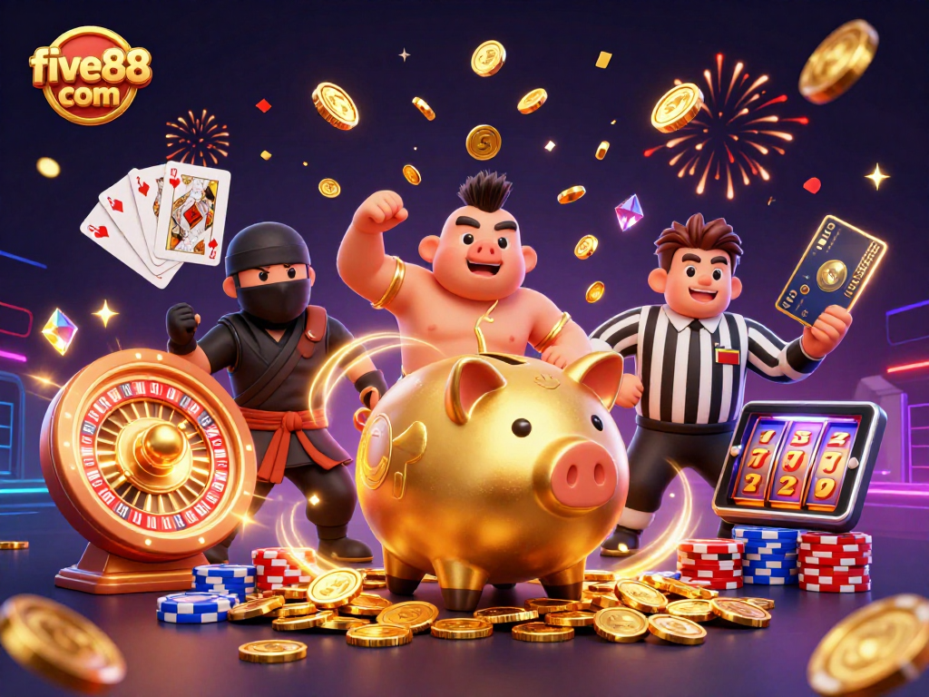 Experience the thrill of winning at five88 com with vibrant casino characters in action.
