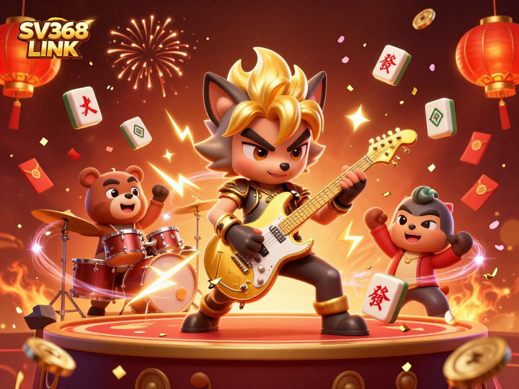 Experience excitement at SV368 LINK, where a rock star wolf rocks the casino stage.