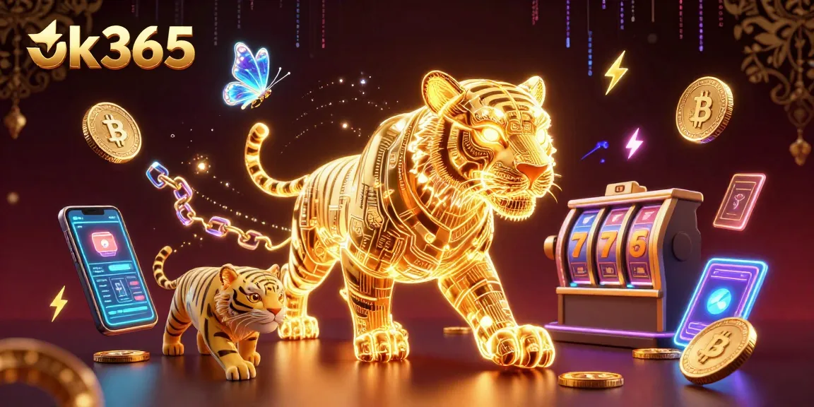 Experience the thrill of ok365 with an energetic scene featuring a neon tiger in a casino.