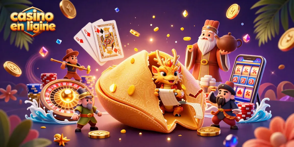 Vivez l'excitation du casino en ligne avec un dragon sage et un cookie d'or.