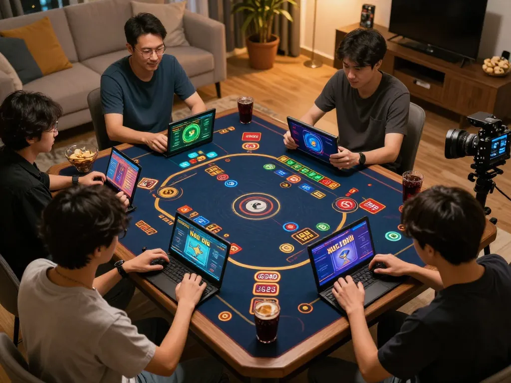 Xóc Đĩa Online players strategizing and enjoying their game at home.