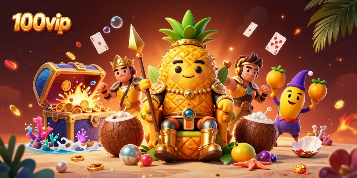 Experience thrilling gameplay with 100vip's vibrant beach casino scene filled with treasures and excitement.