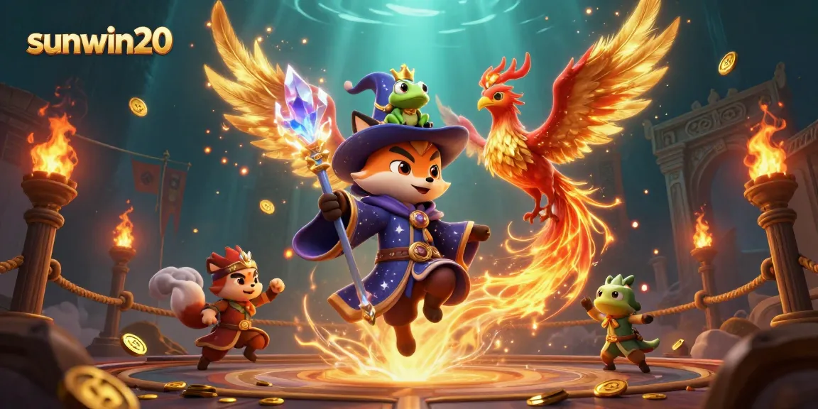 Experience gaming thrills with sunwin20 and dynamic 3D characters in a vibrant online casino scene.