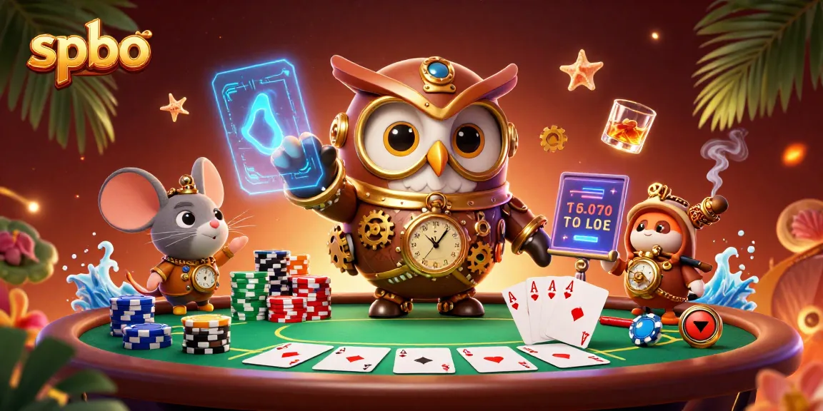 Experience thrilling games in spbo-themed 3D illustration with vibrant casino elements and time-traveling characters.