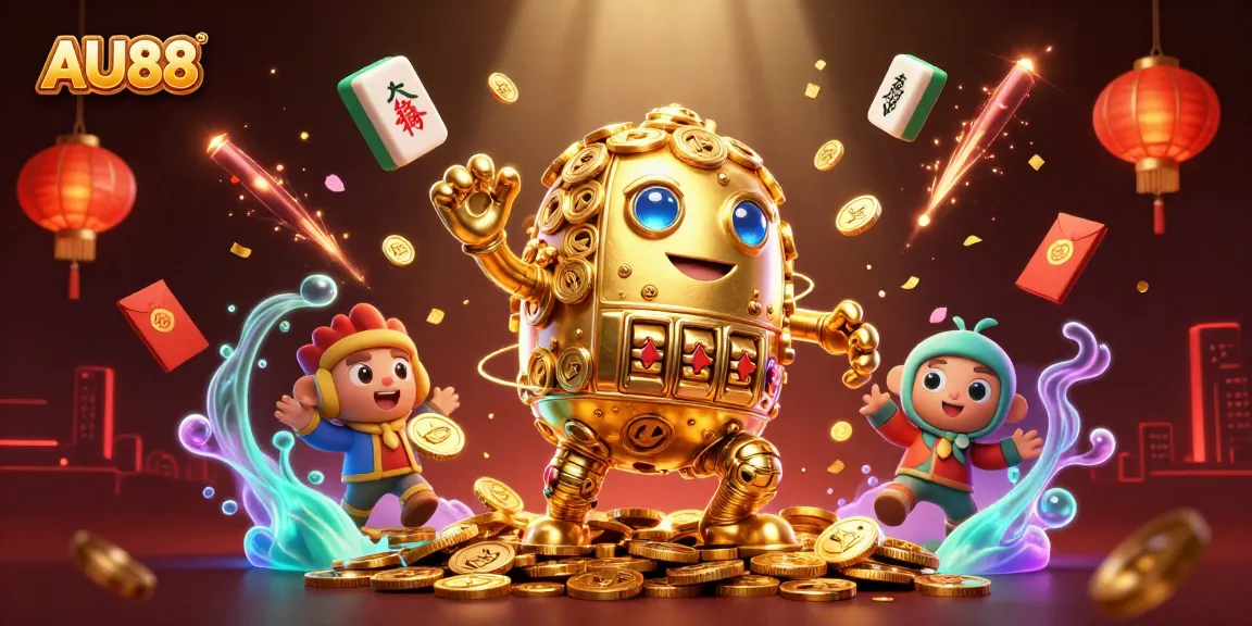 Experience thrilling gaming action at AU88 with a vibrant, dynamic casino illustration.