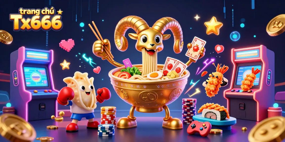 Experience the excitement of trang chủ Tx666 with a dynamic casino-themed 3D illustration showcasing vibrant characters and games.