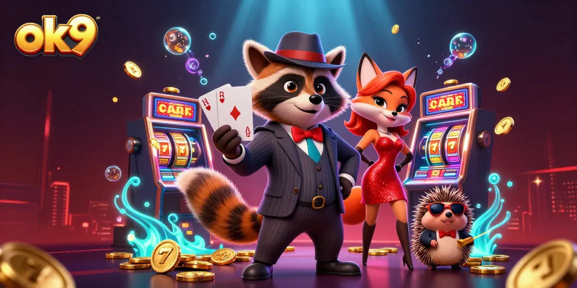 Experience the thrill of winning at ok9 with our lively cartoon scene full of jackpots and dynamic characters.