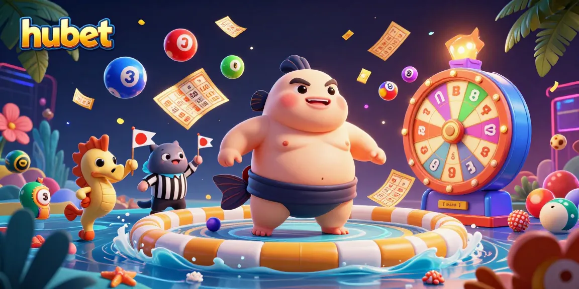 Experience vibrant gameplay with hubet as the fugu champion, spinning colorful lottery elements.