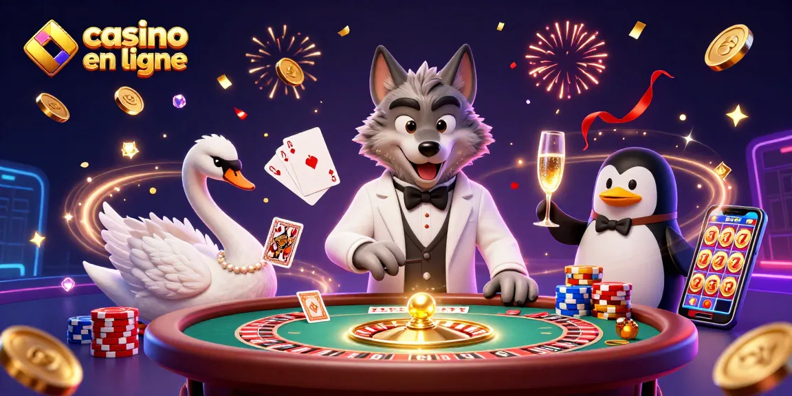Gagnez à casino en ligne avec un élégant loup, une cygne raffinée et un pingouin sommelier.