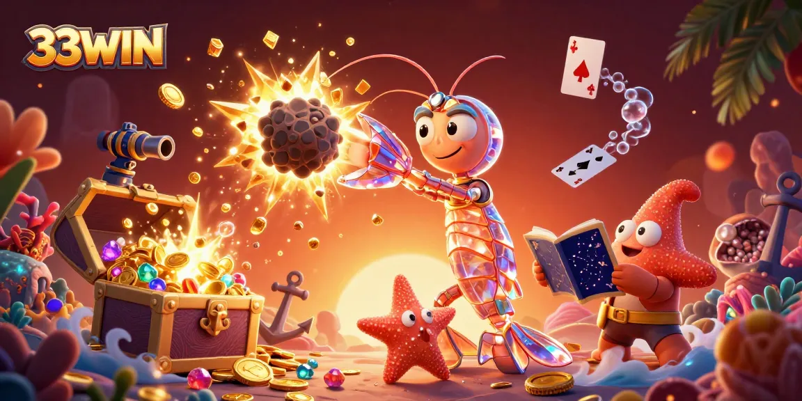 Experience thrilling gameplay at 33WIN with exploding treasures and vibrant underwater elements.
