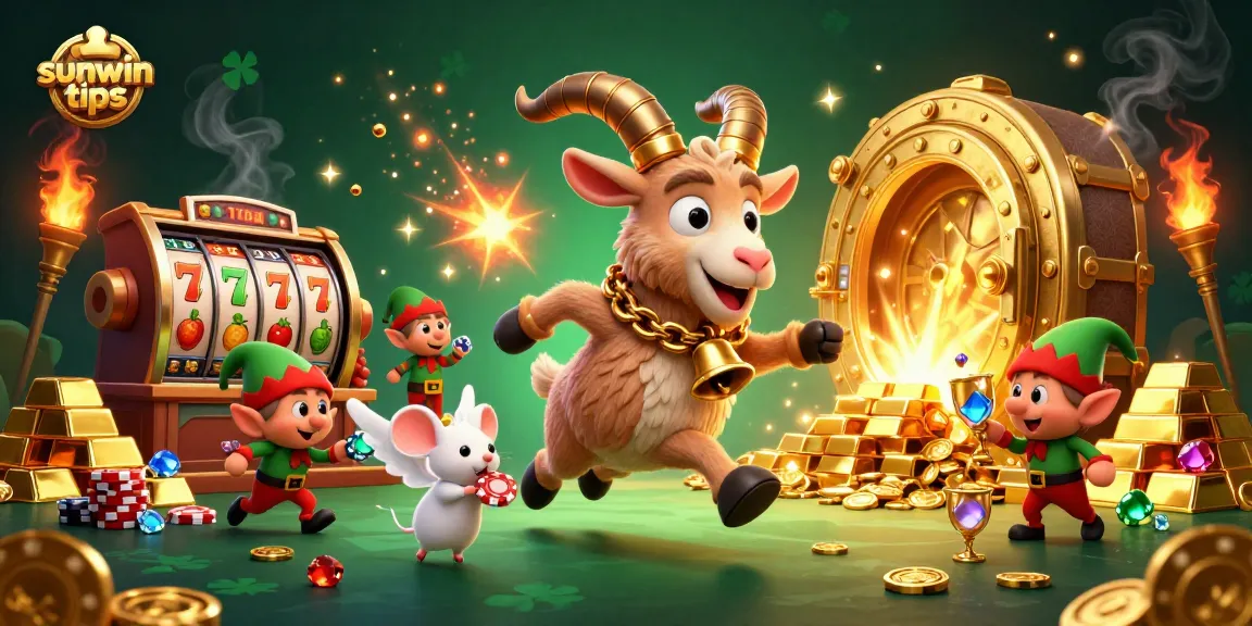 Enhance your gameplay with sunwin tips while enjoying the festive casino scene featuring Krampus and mischievous elves.