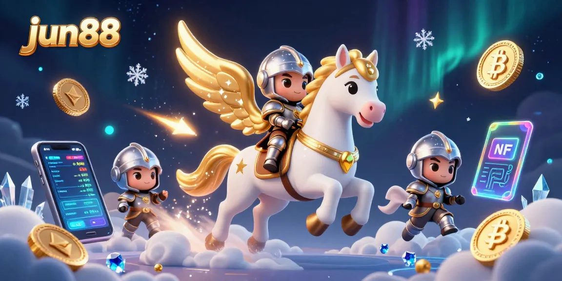 Experience thrilling gameplay with jun88, featuring a knight on a celestial horse amidst vibrant casino elements.