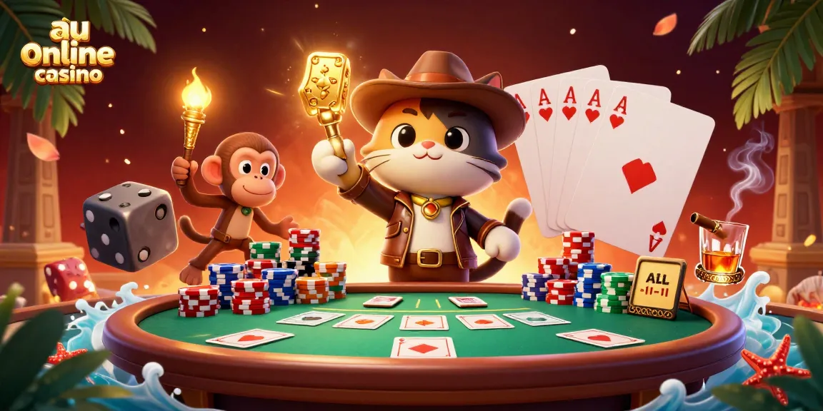 Experience the thrill of au online casino gaming with a 3D illustration of a cat explorer uncovering treasures.