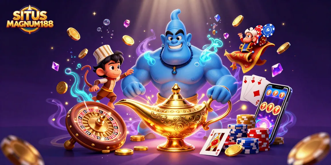 SITUS MAGNUM188 delivers thrilling sports betting action with a dynamic genie and magical gambling elements.