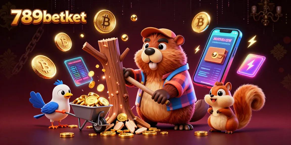 Experience thrilling gameplay with 789betket as the beaver chops trees raining coins in a vibrant casino.
