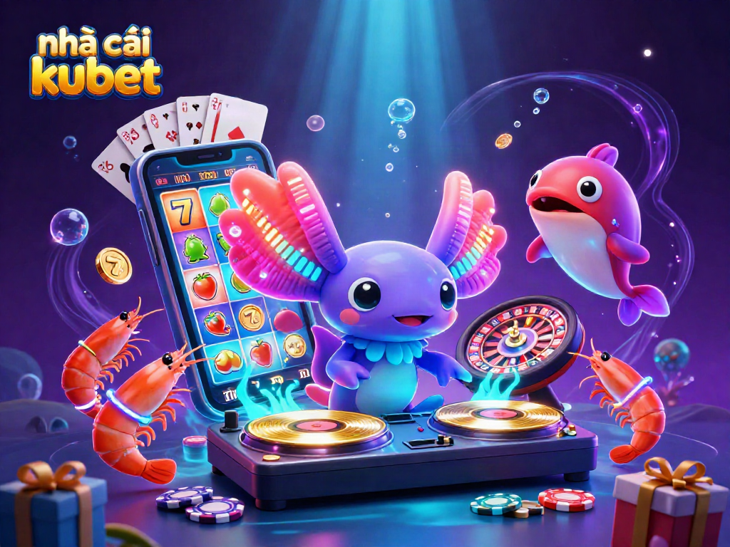 Experience the thrill at nhà cái kubet with a vibrant 3D casino scene featuring dynamic gaming elements.