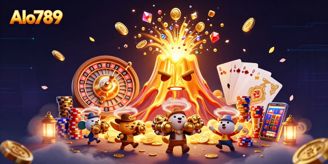 Alo789 showcases lively fighting arena with golden coins and vivid characters in a thrilling setting.
