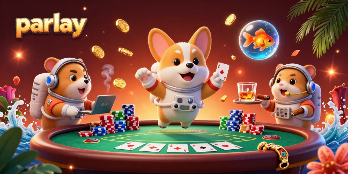 Engage in a thrilling parlay betting adventure with a cartoon corgi astronaut in a vibrant space casino