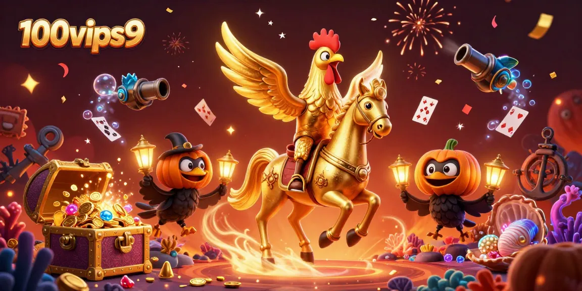 Experience excitement at 100vips9 with a vibrant scene featuring unique characters in a midnight casino setting.