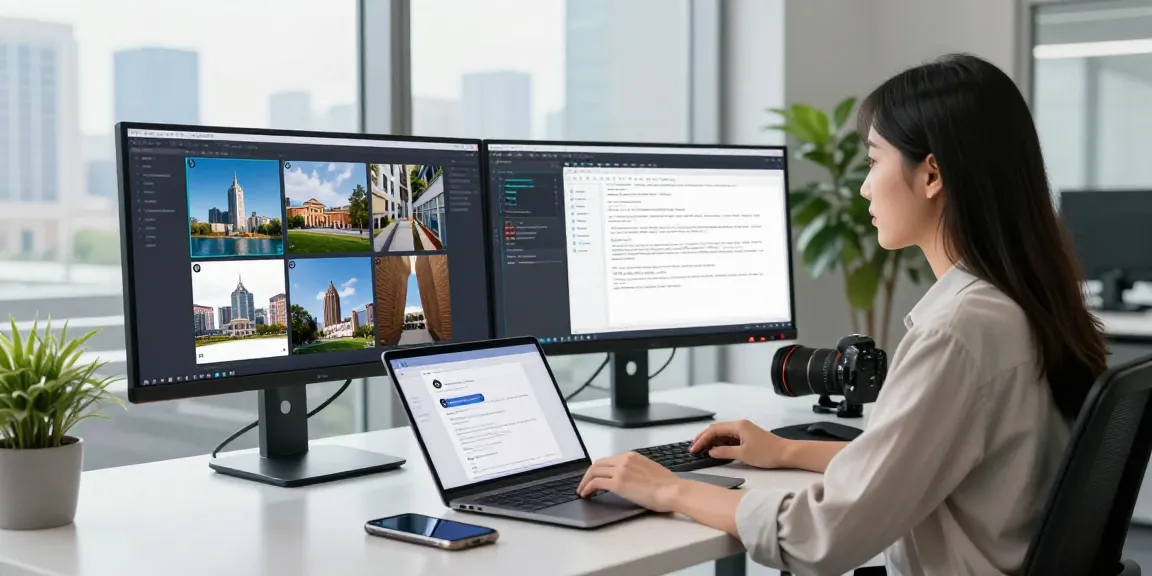 AI detector analysis in modern workspace with multiple monitors and digital interface