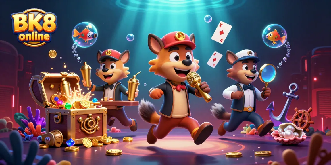 Experience the fun of BK8 online with hyenas in a lively casino club setting.