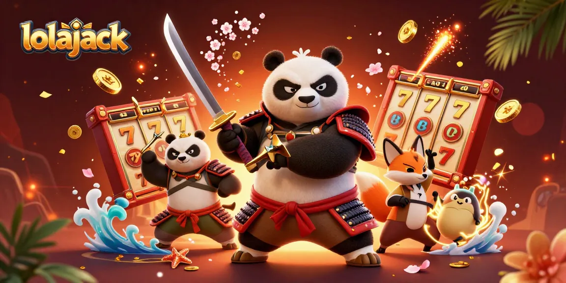 Experience winning thrills at lolajack casino with epic slot reels and vibrant energy around cartoon characters.