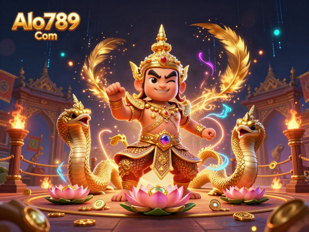 Experience thrilling battles at Alo789 Com with fierce temple guardians and golden Naga companions.