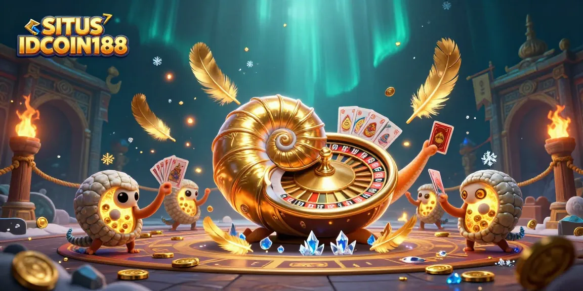 SITUS IDCOIN188 showcases a vibrant 3D nautilus roulette scene, engaging players in thrilling card games.