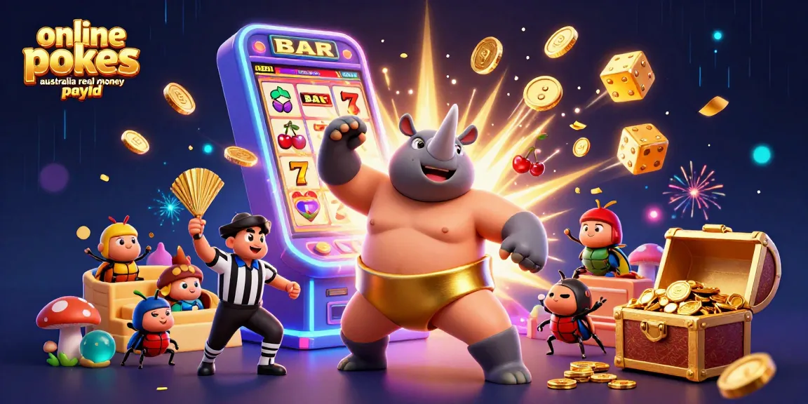 Play online pokies Australia real money PayID with vibrant 3D casino scene and exciting gameplay elements.