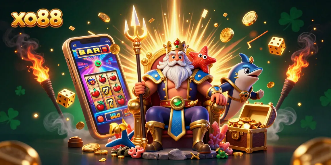 Experience excitement with xo88 at a vibrant jackpot scene bursting with coins and casino elements.